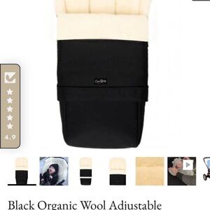 Black Organic Wool Adjustable Footmuff